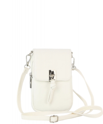 Twist Lock Flap Crossbody Cell Phone Purse GL-0150-M WHITE
